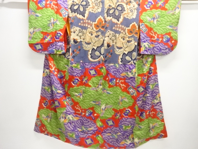 アンティーク　縮緬桐模様胴抜き長襦袢